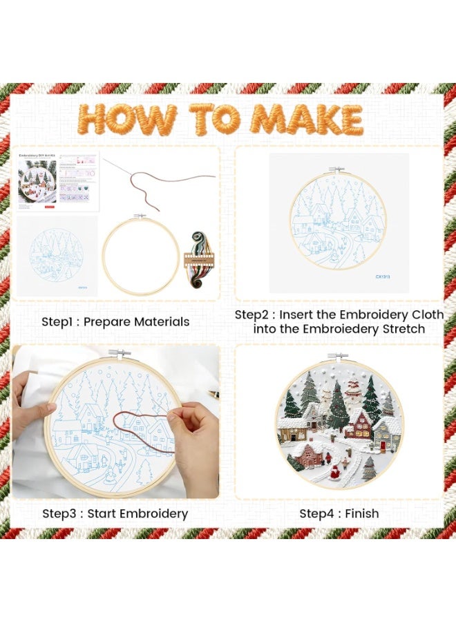 Bukela Christmas Embroidery Kit for Adults & Beginners - Gnomes & Cross Stitch Patterns, Cotton, Threads, Needles & Instructions (4 Pcs) - Image 2